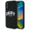 DKNY Silicone White Printed Logo MagSafe iPhone 16 Case - Black