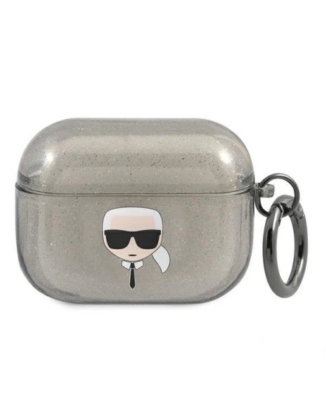 Karl Lagerfeld Glitter Karl&amp;#39;s Head Case for AirPods Pro - Black