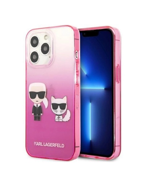 Karl Lagerfeld Gradient Ikonik Karl&amp;amp;Choupette Case for iPhone 13 Pro / iPhone 13 - Pink