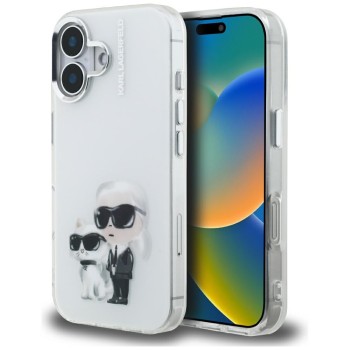 Karl Lagerfeld IML Aquarelle Karl &amp;amp; Choupette &amp;amp; Logo iPhone 16 Case - White
