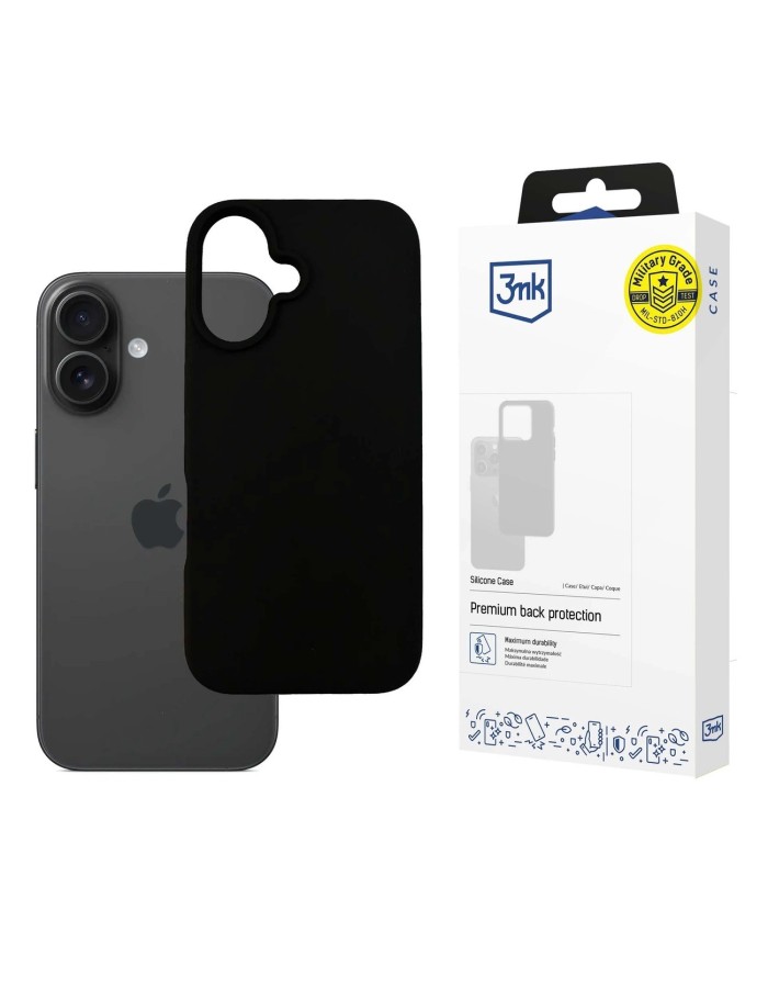 3mk Silicone Case for iPhone 16 Plus - Black