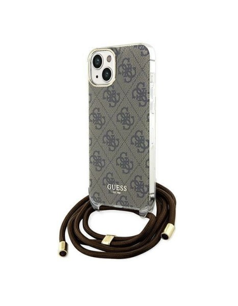 Guess Crossbody Cord 4G Print case for iPhone 15 / 14 / 13 - brown