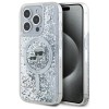 Karl Lagerfeld Liquid Glitter Karl &amp;amp; Choupette Head Magsafe iPhone 15 Pro Case - Clear