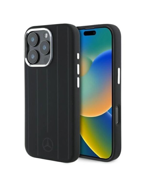 Mercedes Silicone Vertical Tonal Stripes MagSafe Case for iPhone 16 Pro Max - Black