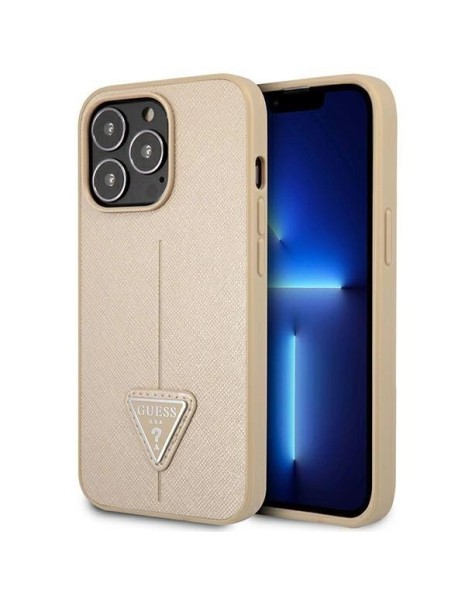 Guess GUHCP14LPSATLE iPhone 14 Pro 6,1 "beige / beige hardcase SaffianoTriangle Logo Guess GUHCP14LPSATLE iPhone 14 Pro 6,1 "beige / beige hardcase SaffianoTriangle Logo