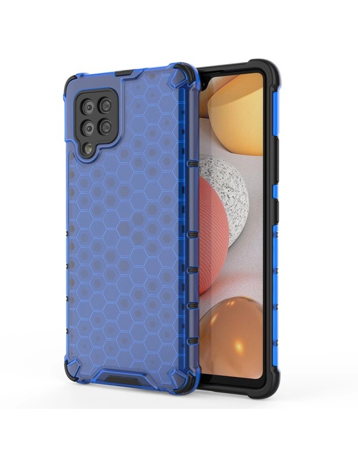 Honeycomb Case armor cover with TPU Bumper for Samsung Galaxy A42 5G blue