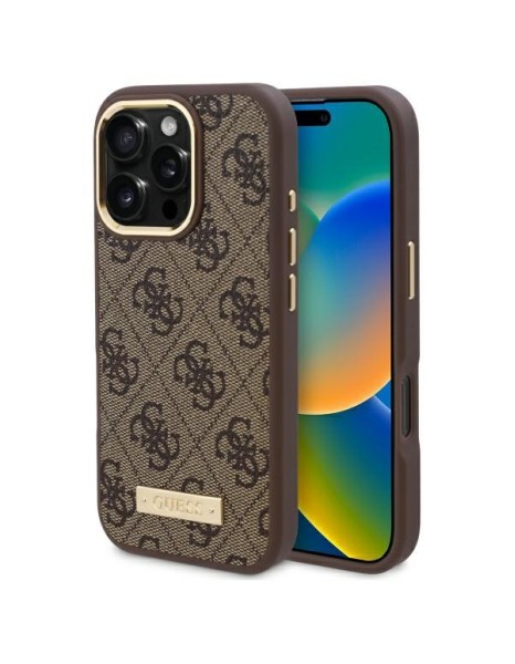 Guess 4G Logo Plate MagSafe Case for iPhone 16 Pro Max - Brown Guess 4G Logo Plate MagSafe Case for iPhone 16 Pro Max - Brown