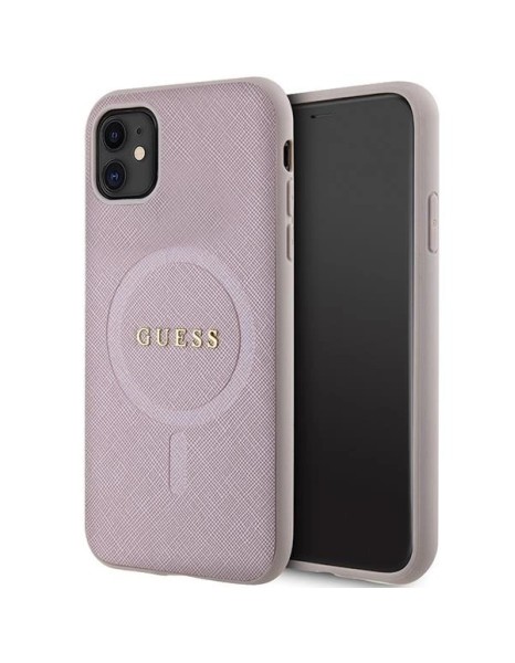 Guess GUHMN61PSAHMCP case for iPhone 11 / Xr - pink Saffiano MagSafe