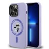 Karl Lagerfeld HC MagSafe Silicone Karl&amp;amp;Choupette Heads Ring Case for iPhone 14 Pro - Purple