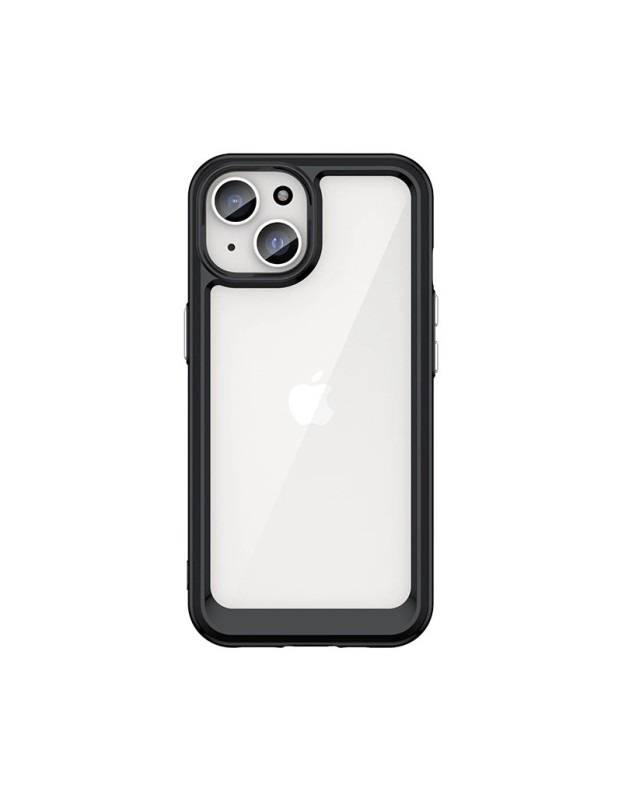 Reinforced case with flexible frame for iPhone 15 Plus Outer Space - black Reinforced case with flexible frame for iPhone 15 Plus Outer Space - black