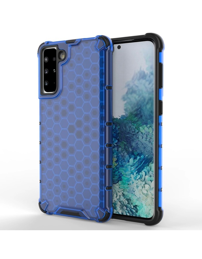 Honeycomb Case armor cover with TPU Bumper for Samsung Galaxy S21+ 5G (S21 Plus 5G) blue