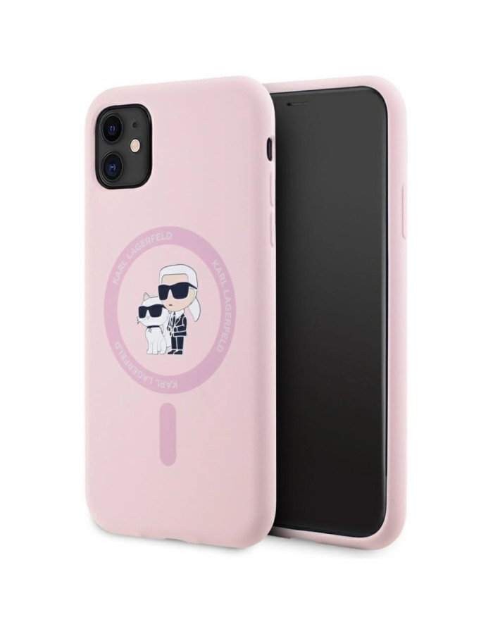 Karl Lagerfeld Silicone Karl&amp;amp;Choupette MagSafe iPhone 11 Case - Pink