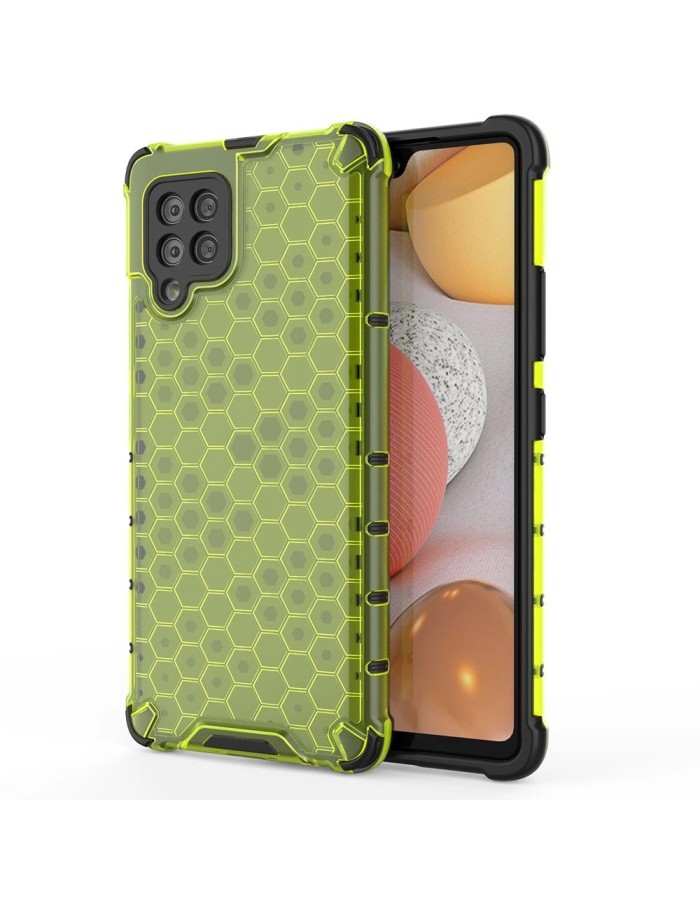 Honeycomb Case armor cover with TPU Bumper for Samsung Galaxy A42 5G green