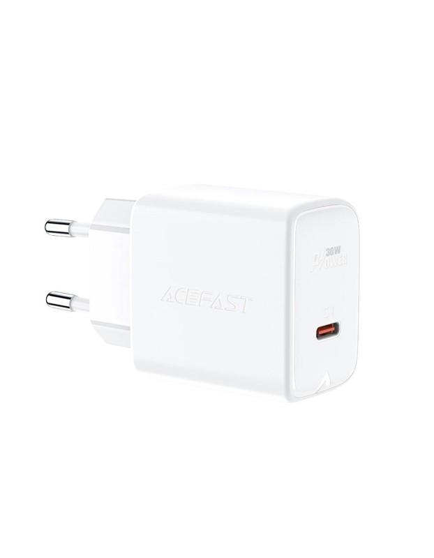 Acefast charger GaN USB Type C 30W, PD, QC 3.0, AFC, FCP white (A21 white)