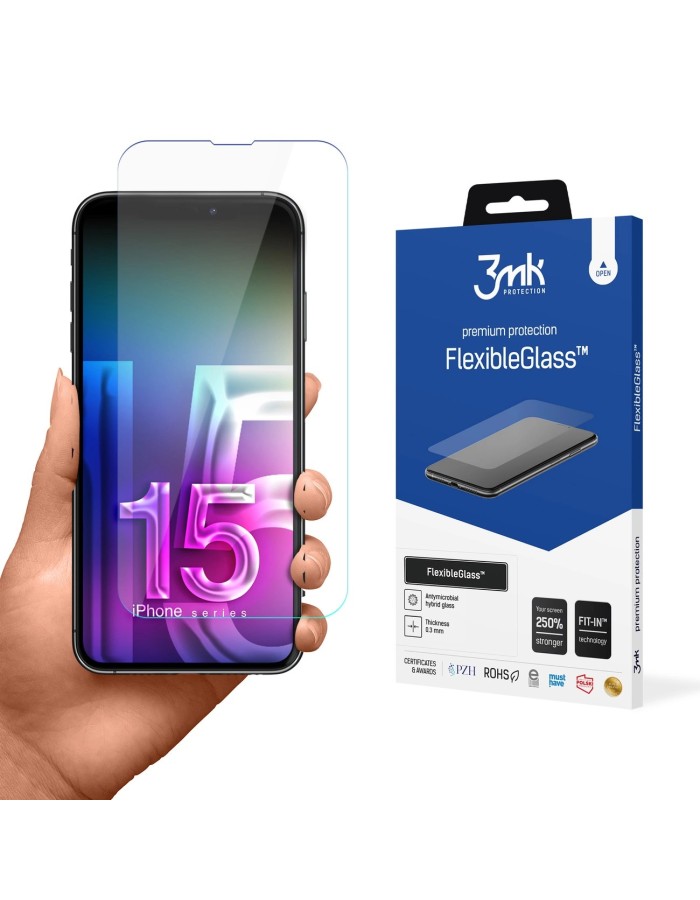 Apple iPhone 15 Plus - 3mk FlexibleGlass™ Apple iPhone 15 Plus - 3mk FlexibleGlass™