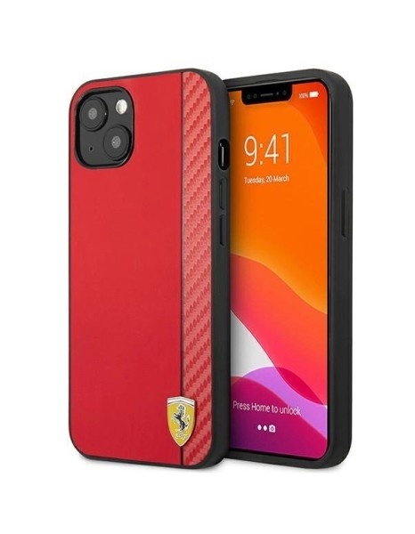 Ferrari FESAXHCP13SRE iPhone 13 mini 5.4" red/red hardcase On Track Carbon Stripe