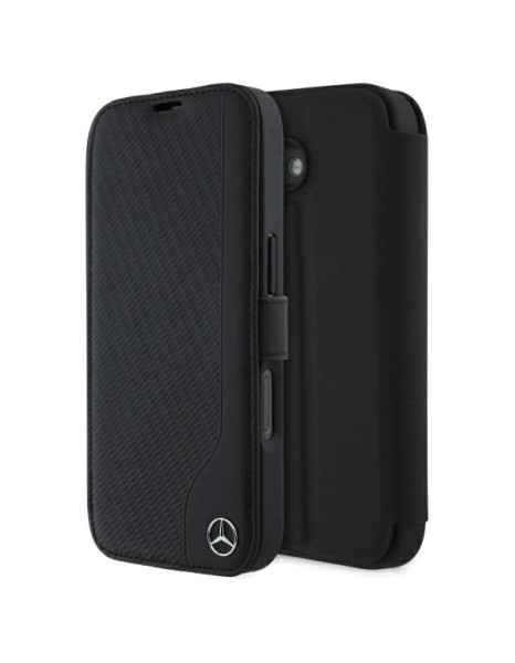 Mercedes Leather Wood Imitation iPhone 16 Case - Black