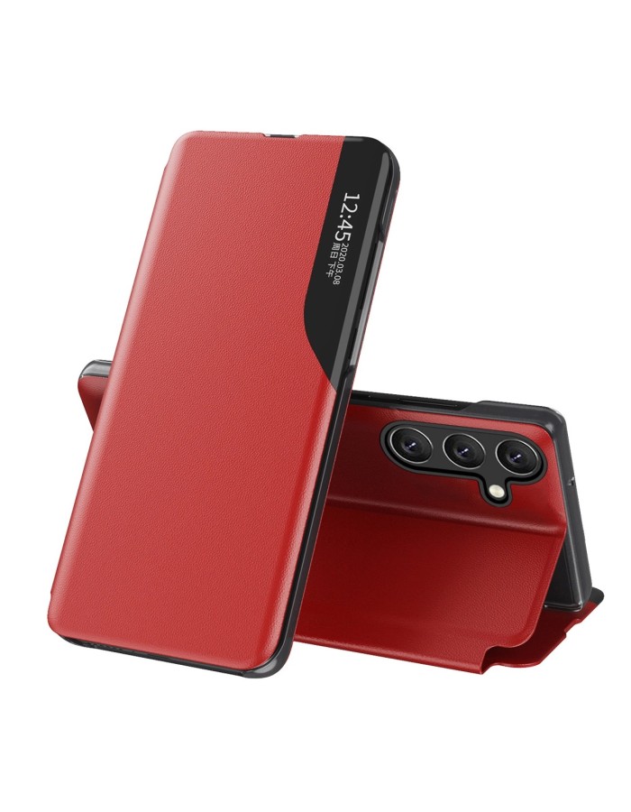 Eco Leather View Case elegant case with flap and stand function for Samsung Galaxy A36 - red