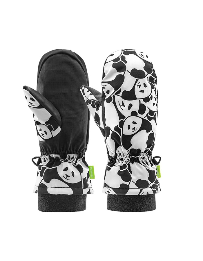 Qunature Panda Heat Transfer Ski Gloves Kids Size S - Black/White Qunature Panda Heat Transfer Ski Gloves Kids Size S - Black/White