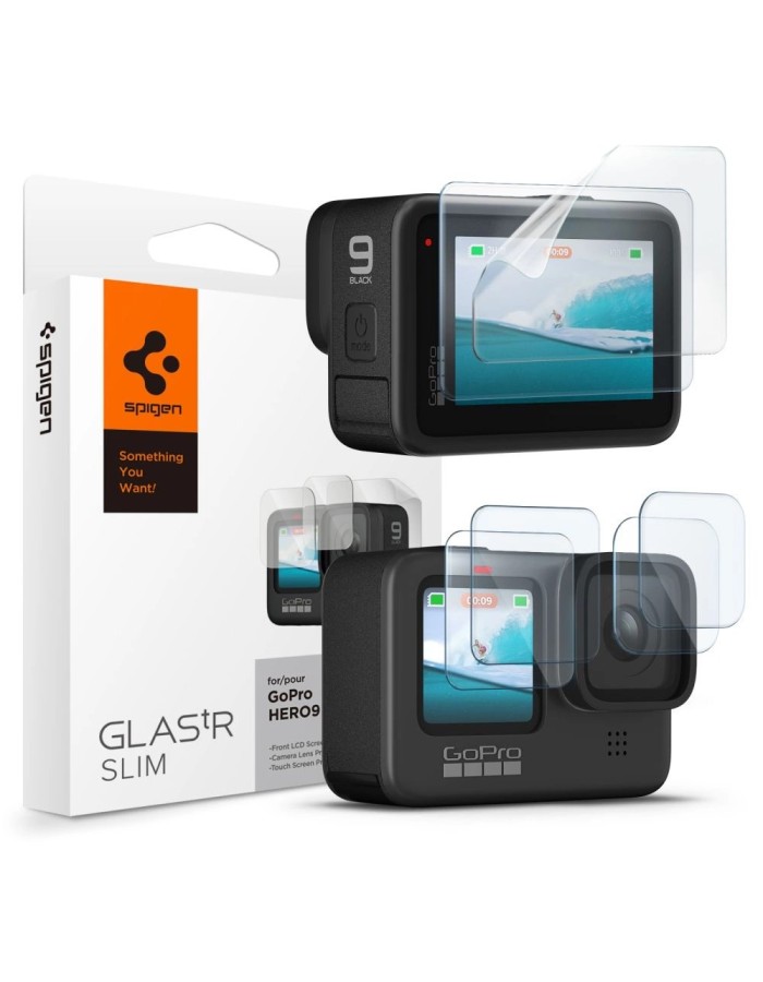 Spigen Glass.tR Slim Tempered Glass + Film 2-Set for GoPro Hero 9 / 10 / 11 / 12 - Transparent Spigen Glass.tR Slim Tempered Glass + Film 2-Set for GoPro Hero 9 / 10 / 11 / 12 - Transparent