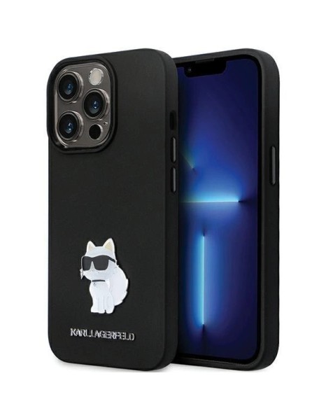 Karl Lagerfeld KLHCP14XSMHCNPK case for iPhone 14 Pro Max 6.7" - black Silicone C Metal Pin