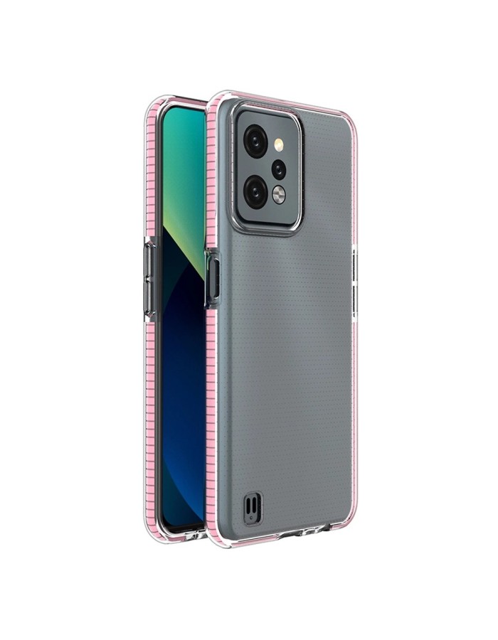 Spring Case for Realme C31 silicone case with a frame light pink