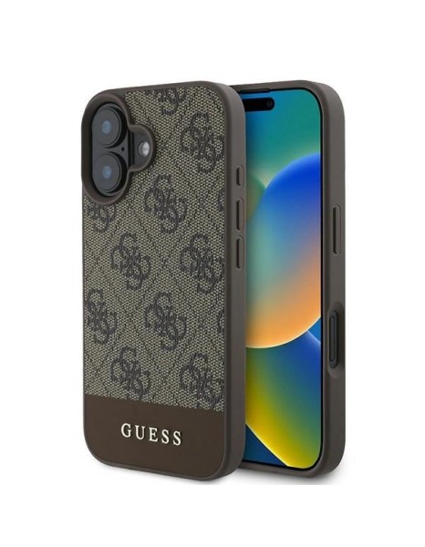 Guess 4G Bottom Stripe Case for iPhone 16 Plus 6.7" - Brown