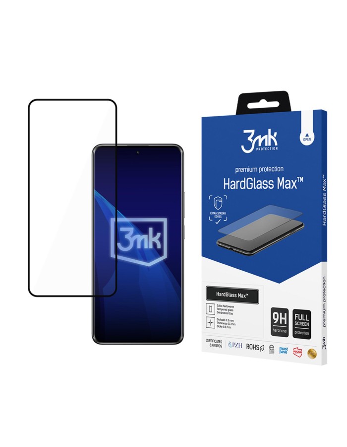 Reinforced Full Coverage Tempered Glass 3mk HardGlass Max Black for Xiaomi Redmi Note 14 Pro 4G / 5G / Pro+