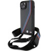 BMW M Edition Carbon Tricolor Lines & Strap case for iPhone 15 Plus / 14 Plus - black BMW M Edition Carbon Tricolor Lines & Strap case for iPhone 15 Plus / 14 Plus - black
