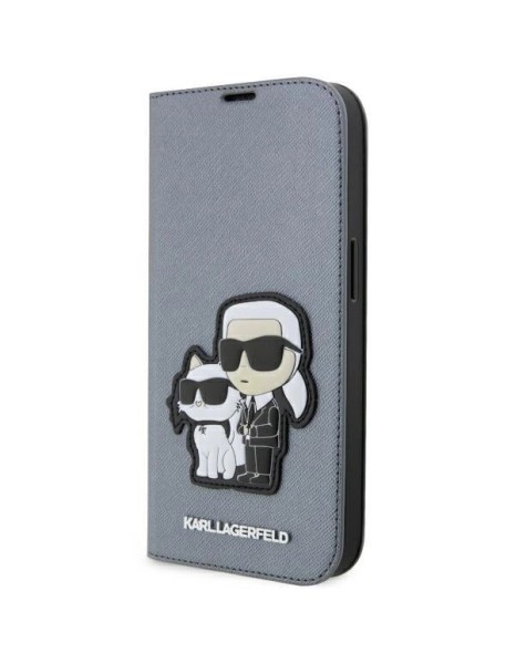 Karl Lagerfeld KLBKP14LSANKCPG iPhone 14 Pro 6.1" bookcase silver/silver Saffiano Karl &amp; Choupette
