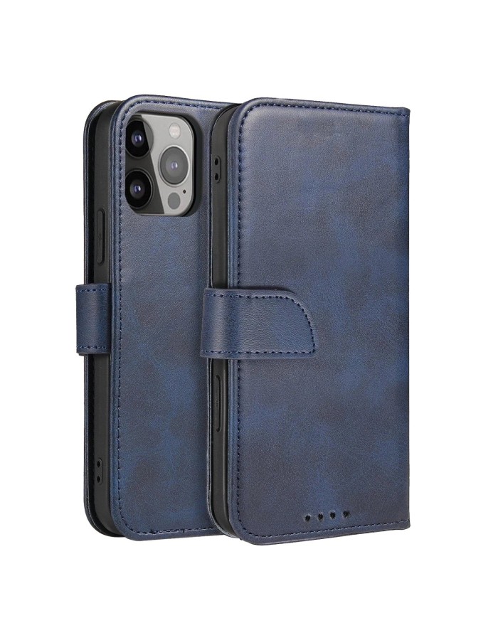 Magnet Case elegant case cover with a flap and stand function for iPhone 14 Max blue