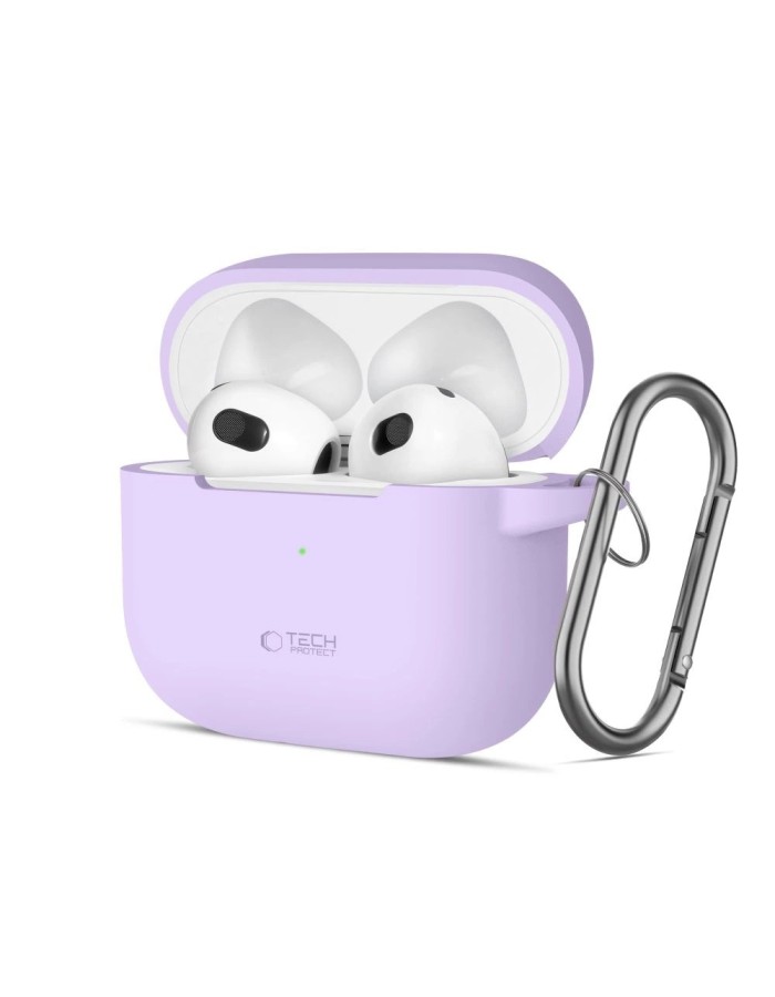 Tech-Protect Silicone Hook Case for Apple AirPods 3 - Purple Tech-Protect Silicone Hook Case for Apple AirPods 3 - Purple