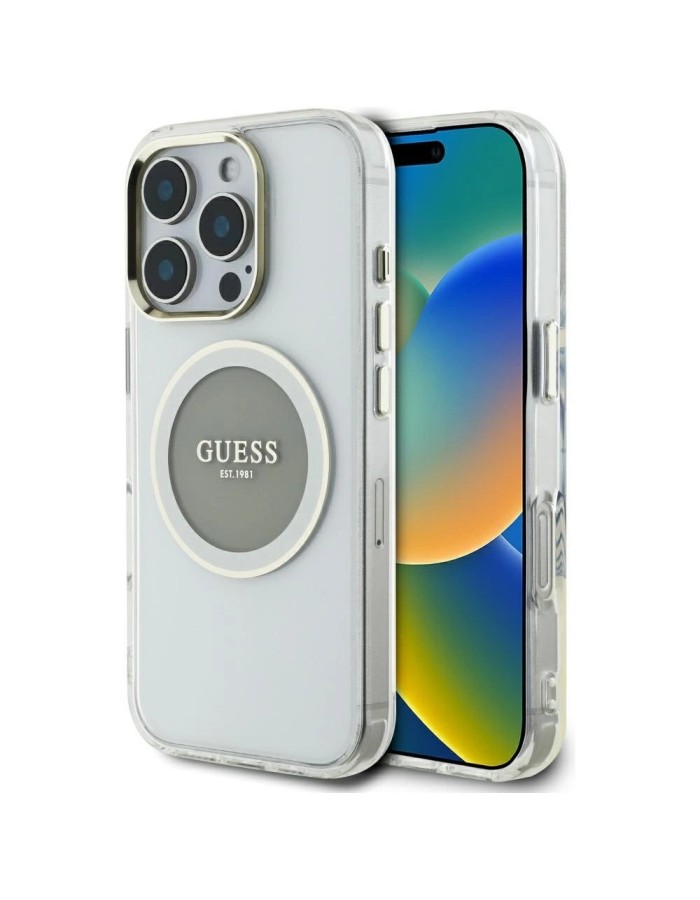 Guess IML Metal Colored Circle Classic Logo MagSafe case for iPhone 16 Pro - gray Guess IML Metal Colored Circle Classic Logo MagSafe case for iPhone 16 Pro - gray