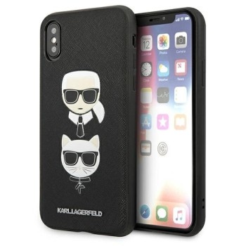 Karl Lagerfeld Saffiano Karl&amp;amp;Choupette Head case for iPhone XS Max - black