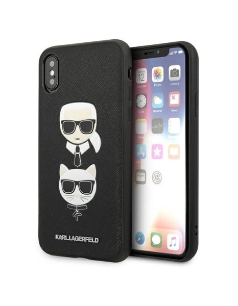 Karl Lagerfeld Saffiano Karl&amp;amp;Choupette Head case for iPhone XS Max - black