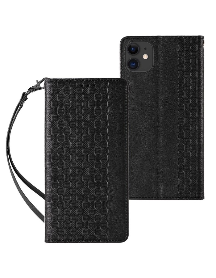 Magnet Strap Case for iPhone 12 Pouch Wallet + Mini Lanyard Pendant Black Magnet Strap Case for iPhone 12 Pouch Wallet + Mini Lanyard Pendant Black