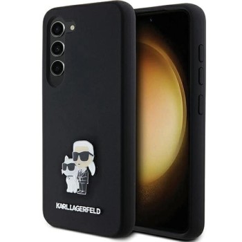 Karl Lagerfeld Silicone Karl&amp;amp;Choupette Metal Pin case for Samsung Galaxy S24 - black