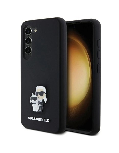 Karl Lagerfeld Silicone Karl&amp;amp;Choupette Metal Pin case for Samsung Galaxy S24 - black