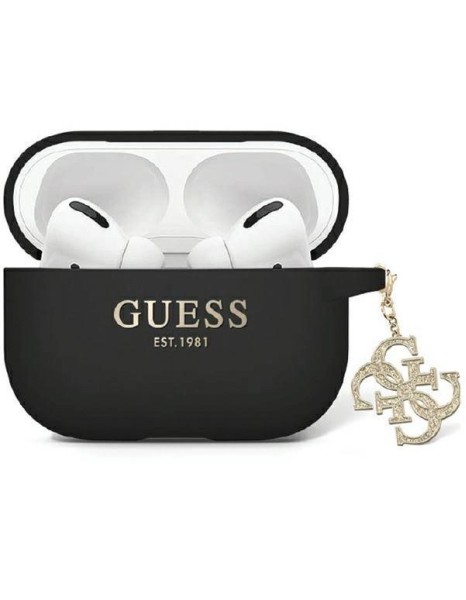 Guess GUAP2LECG4K case for AirPods Pro 2 cover - black Liquid Silicone Glitter Triangle Charm Guess GUAP2LECG4K case for AirPods Pro 2 cover - black Liquid Silicone Glitter Triangle Charm