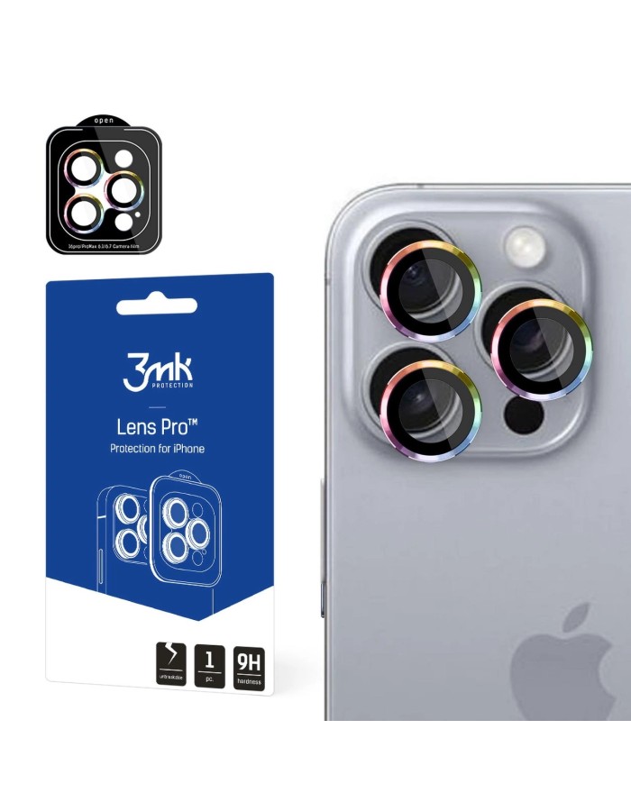 3mk Lens Protection Pro Camera Cover with Iridescent Frame for iPhone 16 Pro /16 Pro Max