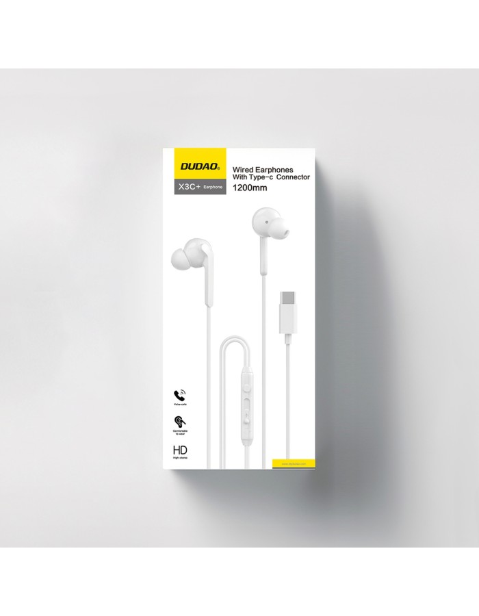 Dudao X3C+ Wired USB-C In-Ear Headphones 1.2m - White