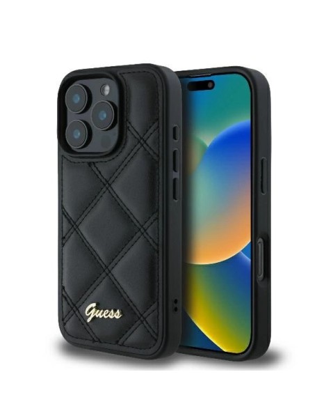 Guess Quilted Metal Logo Case for iPhone 16 Pro Max - Black Guess Quilted Metal Logo Case for iPhone 16 Pro Max - Black