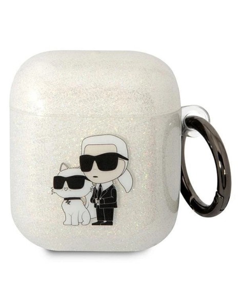 Karl Lagerfeld KLA2HNKCTGT Airpods 1/2 cover transparent Gliter Karl&amp;amp;Choupette