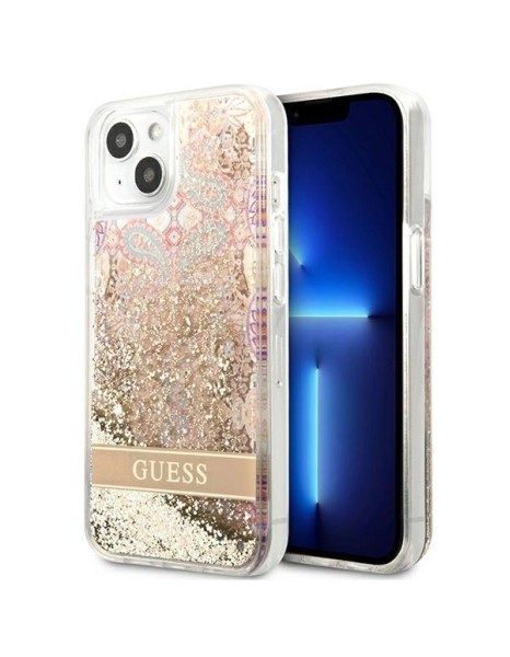Guess GUHCP13SLFLSD iPhone 13 mini 5.4" gold/gold hardcase Paisley Liquid Glitter Guess GUHCP13SLFLSD iPhone 13 mini 5.4" gold/gold hardcase Paisley Liquid Glitter