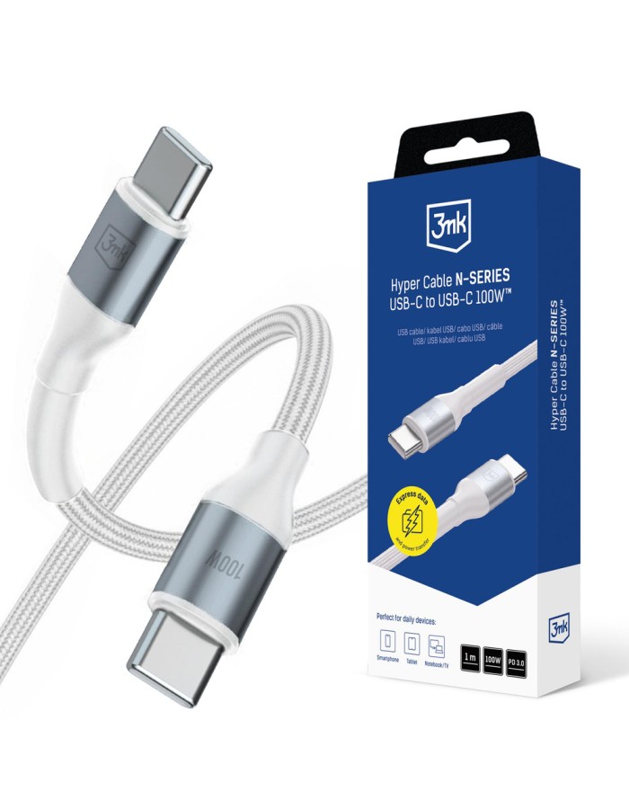 3mk Hyper Cable 3mk Hyper Cable N-SERIES USB-C / USB-C 1m 20V/5A 100W / white