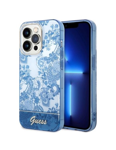 Guess GUHCP14LHGPLHB iPhone 14 Pro 6.1" blue/blue hardcase Porcelain Collection Guess GUHCP14LHGPLHB iPhone 14 Pro 6.1" blue/blue hardcase Porcelain Collection