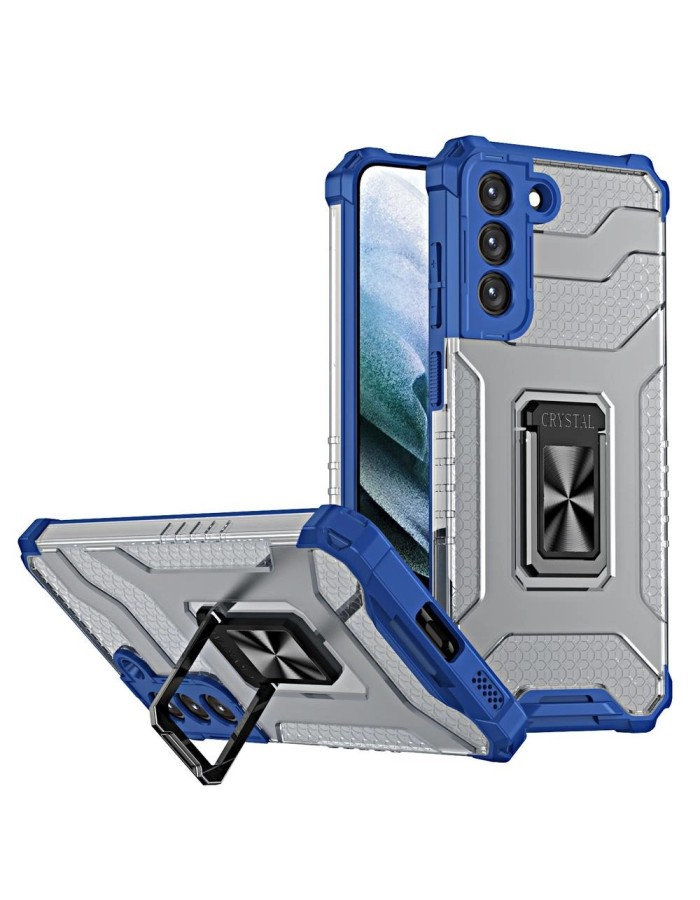 Crystal Ring Case tough hybrid cover + magnetic holder for Samsung Galaxy S22 + (S22 Plus) blue