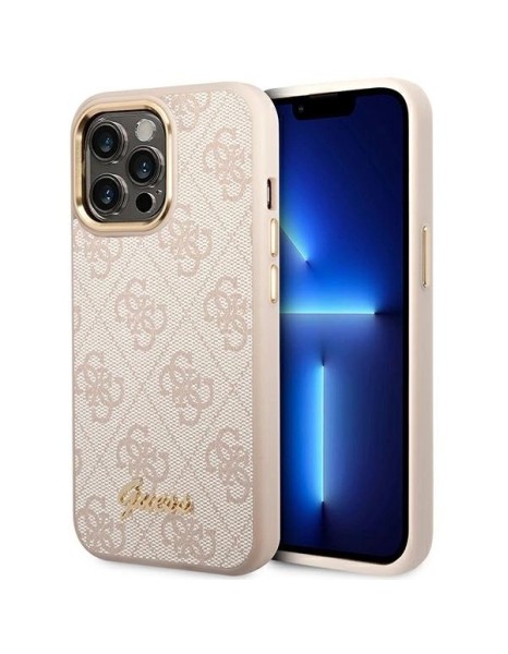 Guess 4G Vintage Gold Logo case for iPhone 14 Pro - pink Guess 4G Vintage Gold Logo case for iPhone 14 Pro - pink