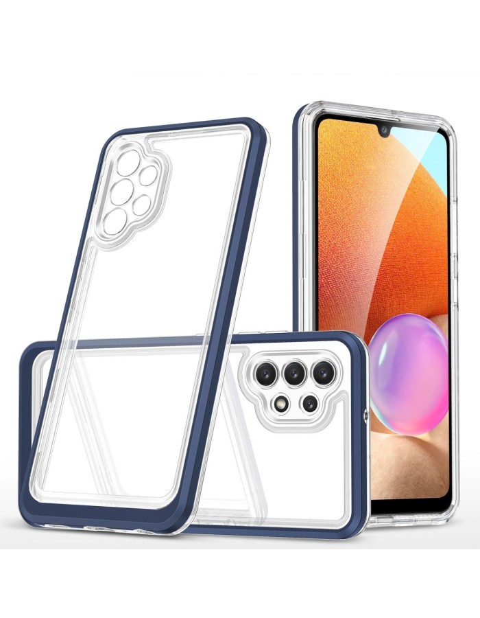 Clear 3in1 Case for Samsung Galaxy A32 5G Frame Gel Cover Blue