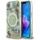 Guess IML Metal Glitter Flowers Triangle MagSafe iPhone 16e Case - Green